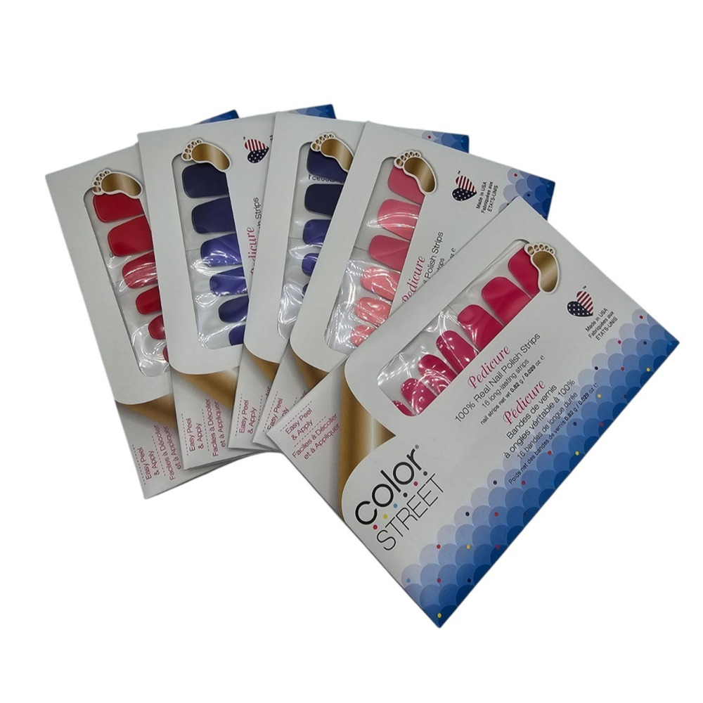 Lot of 5 Sets of Color Street Pedicure Nail Polish Strips Red Purple Pink